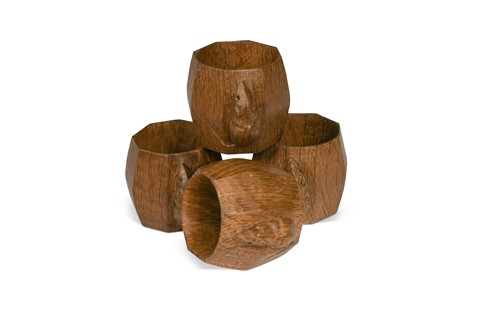 Lot 166 - Robert 'Mouseman' Thompson, a group of four oak napkin rings