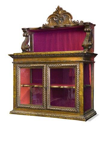 Lot 262 - A Continental carved and gilded wall-mounted display cabinet, 19th century