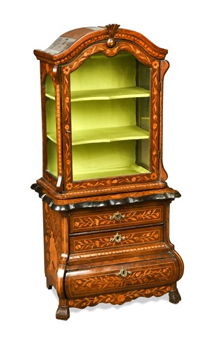 Lot 304 - A miniature Dutch floral marquetry table cabinet, 19th century
