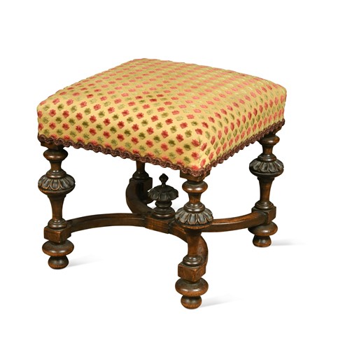 Lot 102 - A Victorian upholstered beechwood stool, in the 18th century style