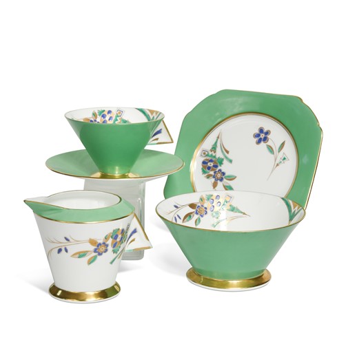 Lot 39 - Eric Slater for Shelley, a Horn of Flowers pattern Vogue shaped tea service, circa 1931