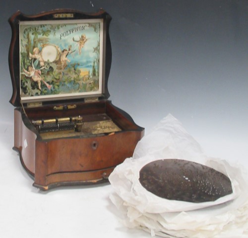 Lot 101 - A Polyphon disc musical box, serpentine shaped...