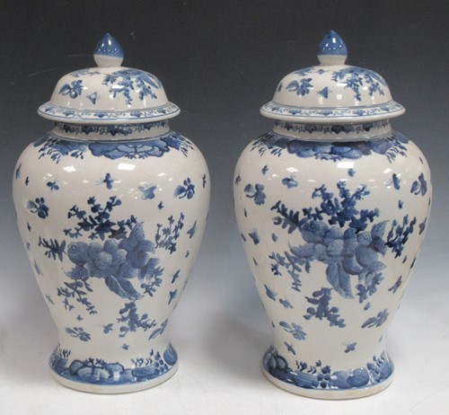 Lot 49 - A pair of Chinese style blue and white ginger...