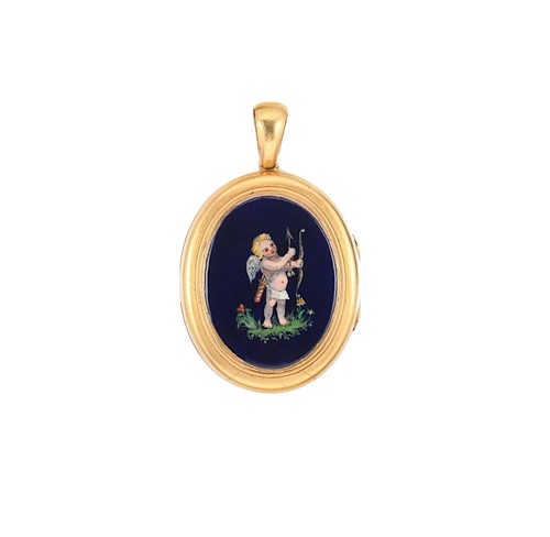 Lot 95 - An enamelled memorial locket