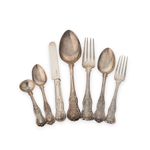 Lot 353 - A 62-piece harlequin set of George III and later silver cutlery and flatware