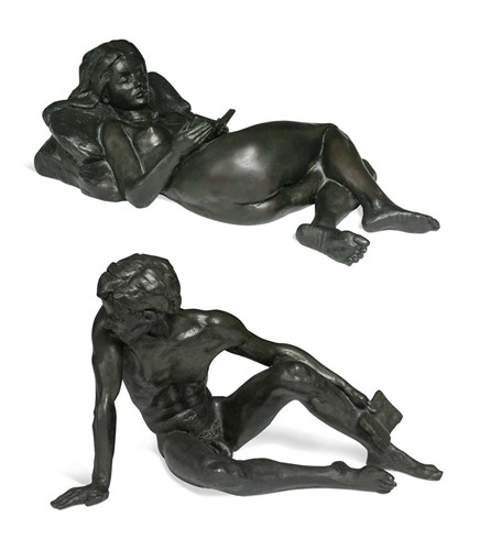 Lot 112 - Tom Greenshields (1915-1994), Girl Reading and Kevin