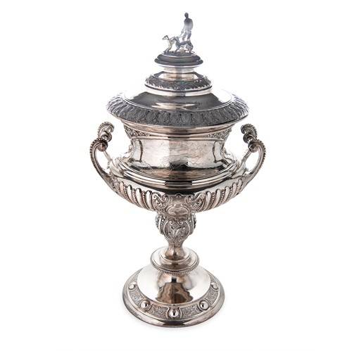 Lot 389 - The Altcar Club Coursing Cup - A Victorian silver two handled cup and cover
