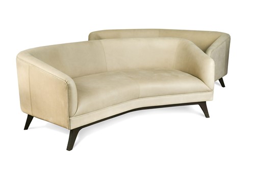 Lot 375 - A pair of modern grey suede two-seat sofas