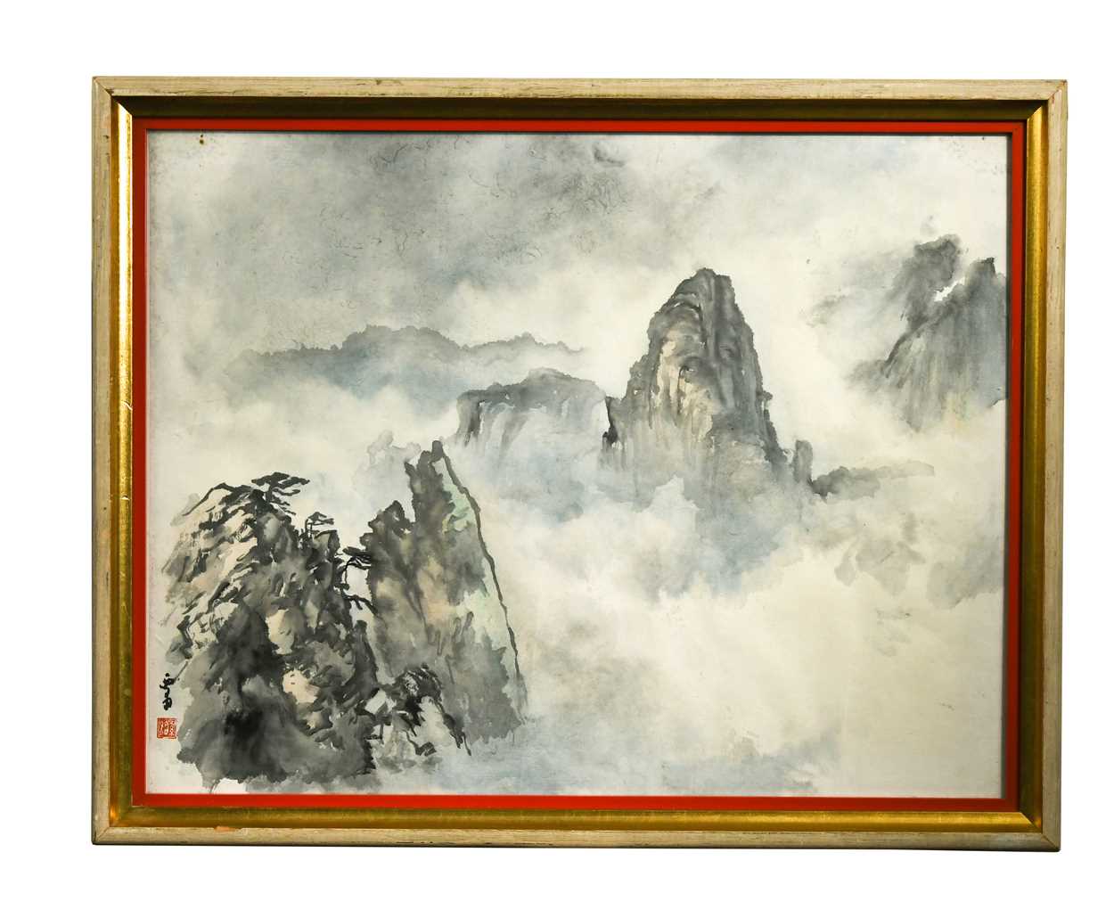 Lot 34 - Lo Ming (Chinese 20th century), Huangshan mountains in mist