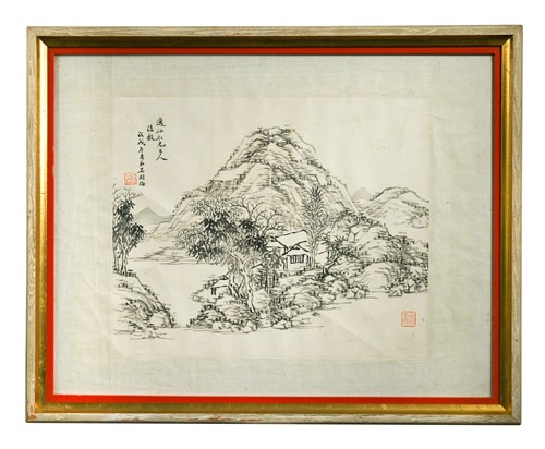 Lot 57 - Wu Shu Mei (Chinese 20th century) mountainous landscape in the Ming tradition