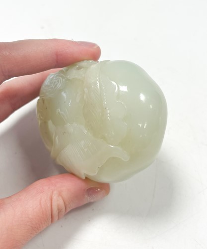 Lot 28 - A Chinese mutton fat jade lingzhi brush washer, Qing Dynasty, 18th/19th century