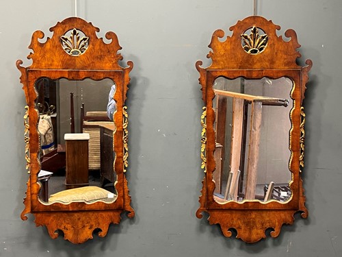 Lot 366 - A pair of Chippendale style walnut wall...