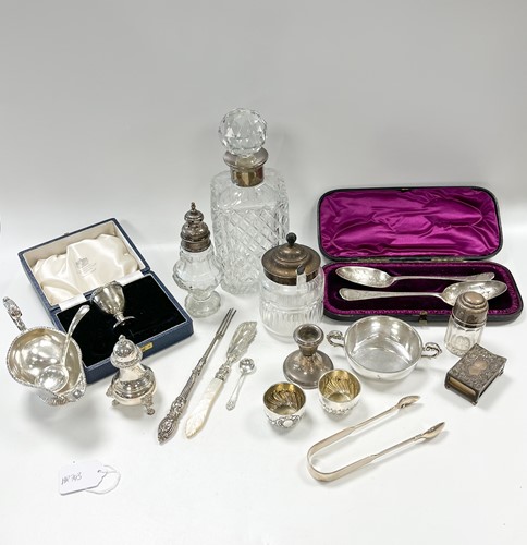 Lot 181 - A collection of silverware including cruets,...
