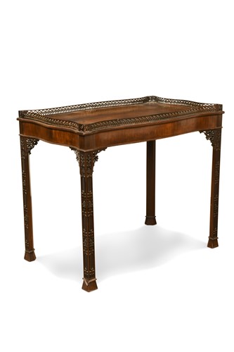 Lot 404 - A Chippendale style mahogany silver table, late 19th century