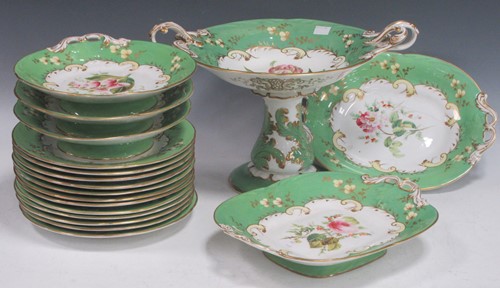 Lot 55 - A Staffordshire porcelain part dessert service