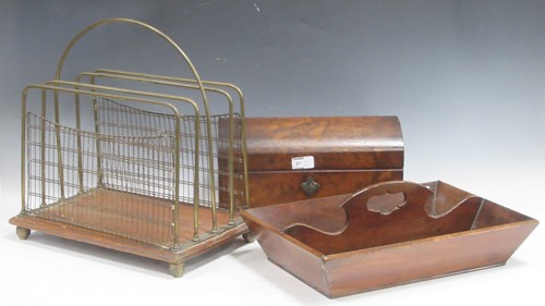 Lot 97 - A Victorian walnut dome top tea caddy, a...