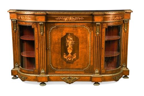Lot 566 - A late Victorian walnut and marquetry credenza