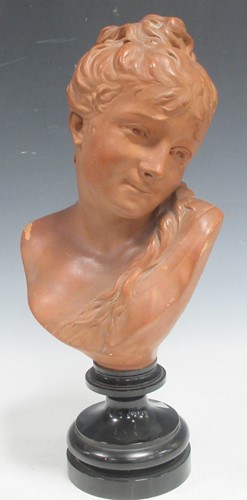 Lot 22 - Belle Epoque terracotta female bust on...