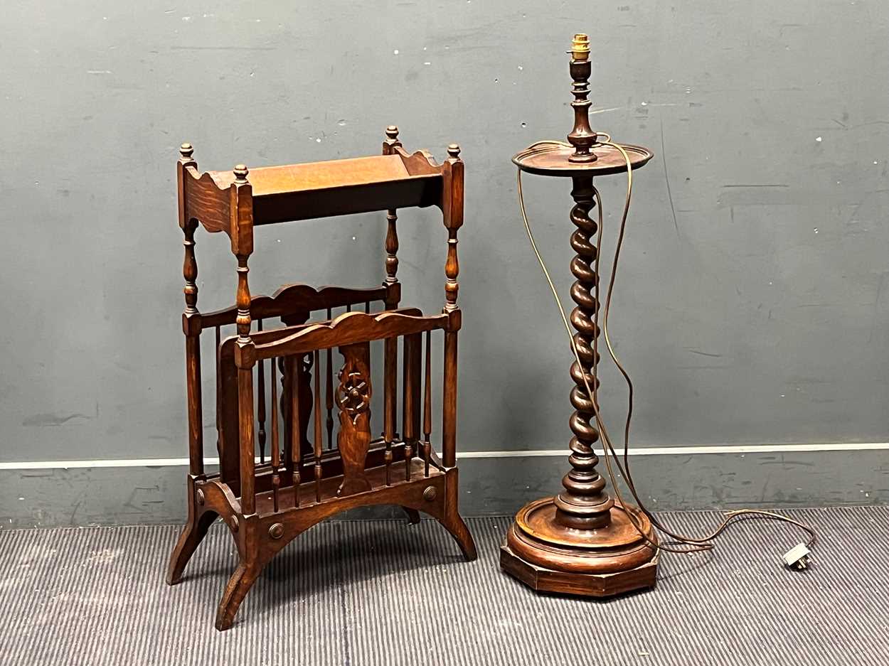 Lot 382 - A barleytwist standard lamp with shelf 106cm...