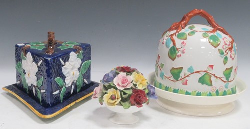 Lot 63 - A George Jones type majolica cheese dish,...