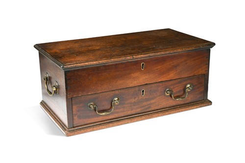 Lot 410 - A twin-handled apprentice mahogany mule chest, 19th century