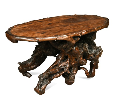 Lot 322 - An Asian rootwood oval occasional table, early 20th century