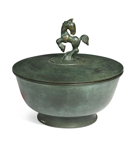 Lot 163 - A Swedish 'Ystad Brons' bronze bowl and cover