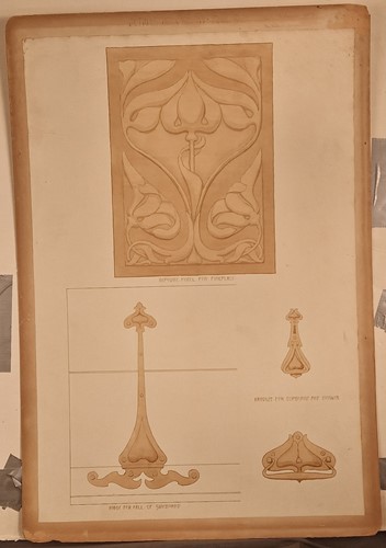 Lot 464 - A collection of six ink and watercolour Art Nouveau furniture designs for the Owen Jones Furniture Competition, circa 1900