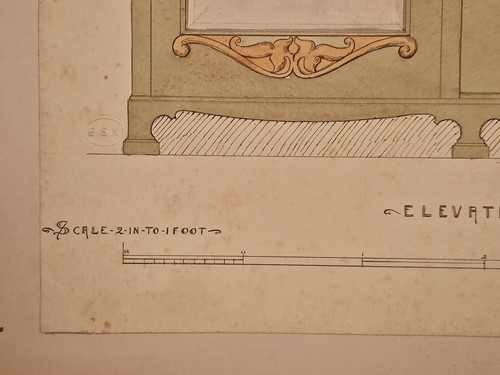 Lot 464 - A collection of six ink and watercolour Art Nouveau furniture designs for the Owen Jones Furniture Competition, circa 1900