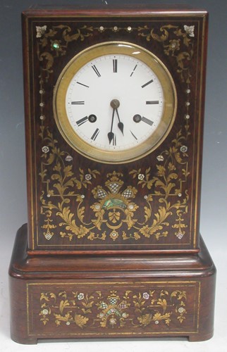 Lot 140 - A 19th century French rosewood mantel clock,...
