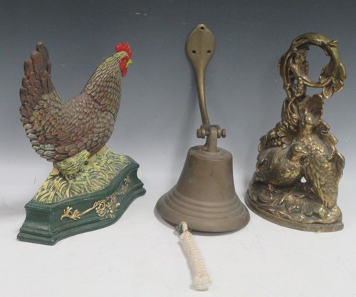 Lot 108 - A brass doorstop as a brace of partridges, a...