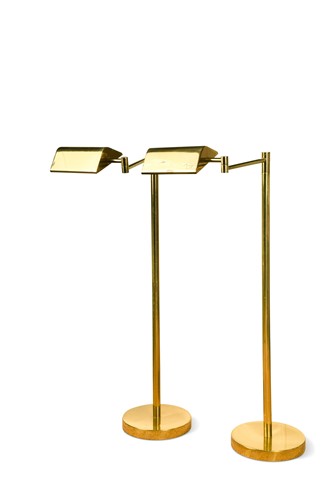 Lot 351 - A pair of brass floor standing reading lamps