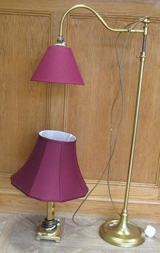 Lot 104 - A telescopic brass floor lamp together with a...