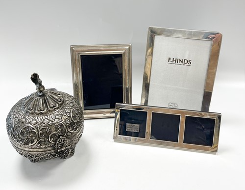 Lot 183 - Three silver photograph frames, together with...
