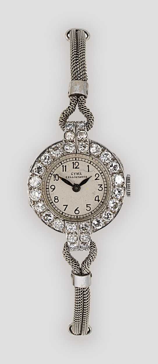 Lot 200 - Cyma for Collingwood & Company - A diamond set cocktail watch on a later 9ct gold bracelet