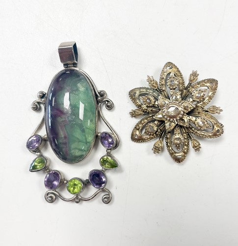 Lot 166 - A silver gilt Iberian diamond set brooch,...