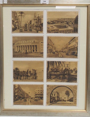 Lot 149 - Eight framed postcards of Tripoli, Libya...
