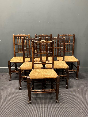 Lot 445 - A set of six early 19th century Lancashire elm...
