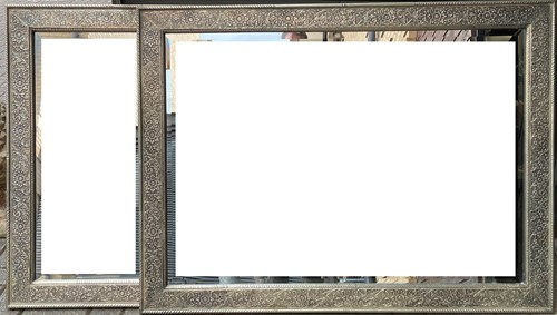 Lot 435 - A pair of modern silvered frame rectangular...