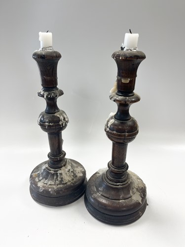 Lot 20 - A pair of 19th century turned baluster stained...