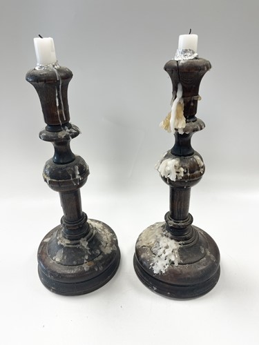 Lot 20 - A pair of 19th century turned baluster stained...