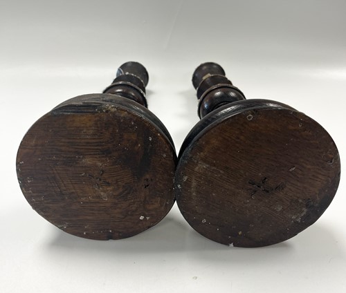 Lot 20 - A pair of 19th century turned baluster stained...