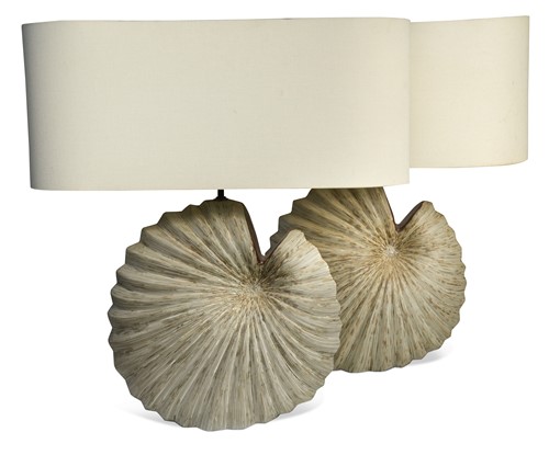 Lot 174 - A pair of modern pottery ‘Ammonite’ design table lamps