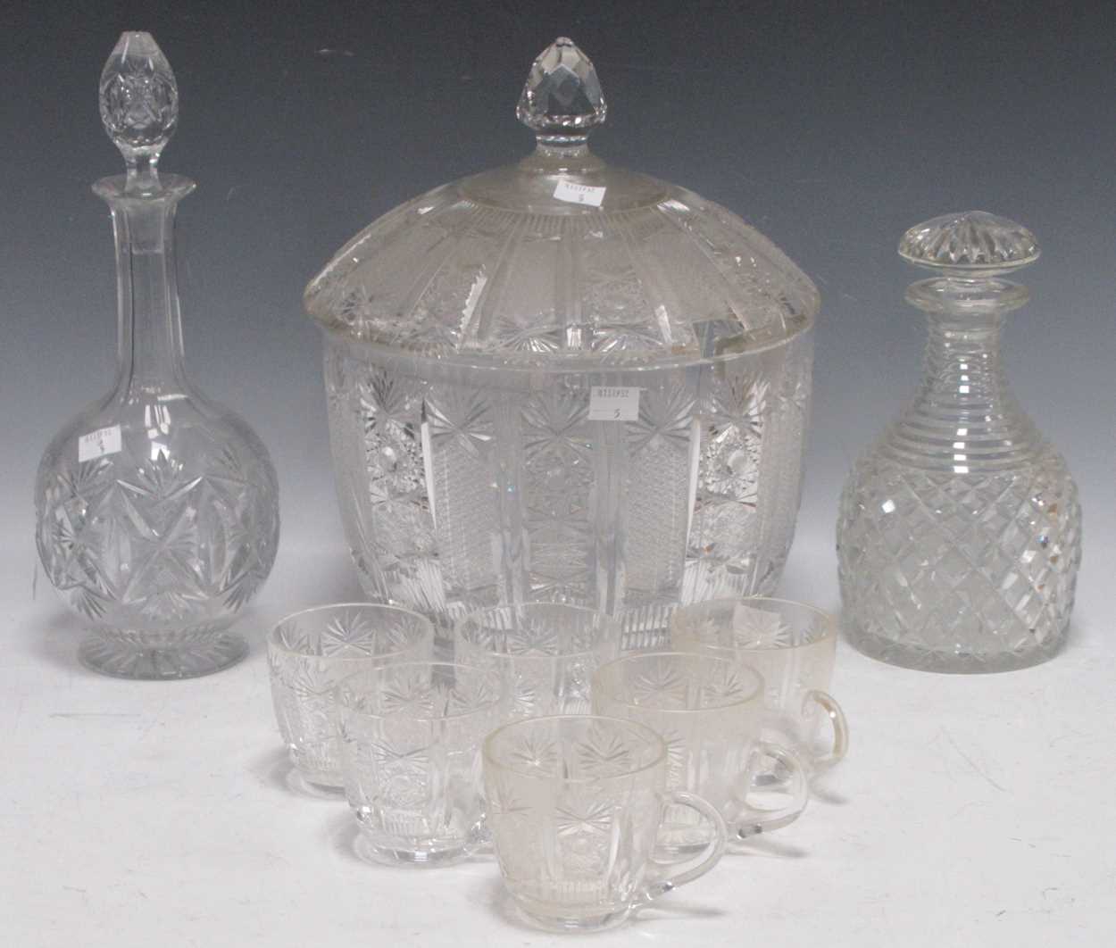 Lot 50 - A 20th century cut glass lidded punch bowl 19...