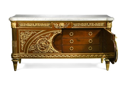 Lot 465 - A Louis XVI style mahogany and ormolu mounted commode, circa 1880