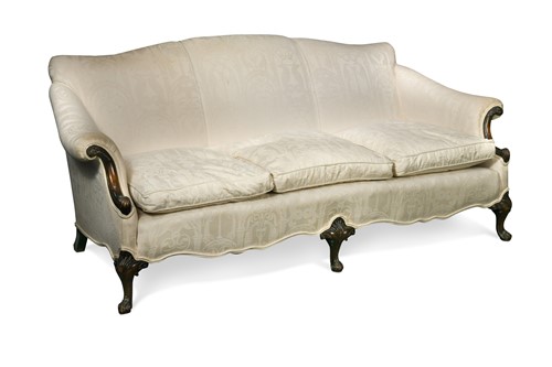 Lot 412 - A Georgian III style mahogany three seat sofa