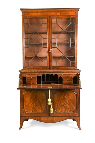 Lot 450 - A late George III mahogany secretaire bookcase