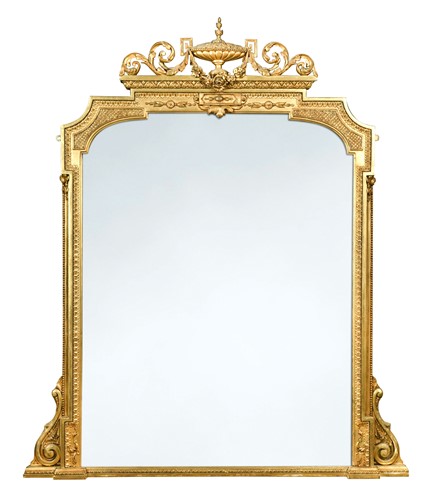 Lot 574 - A Victorian giltwood and gesso overmantel mirror