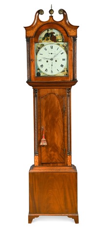 Lot 592 - A Regency mahogany and birdseye maple 8 day longcase clock