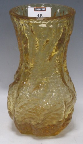 Lot 20 - A Whitefriars style bark moulded vase, 20cm high